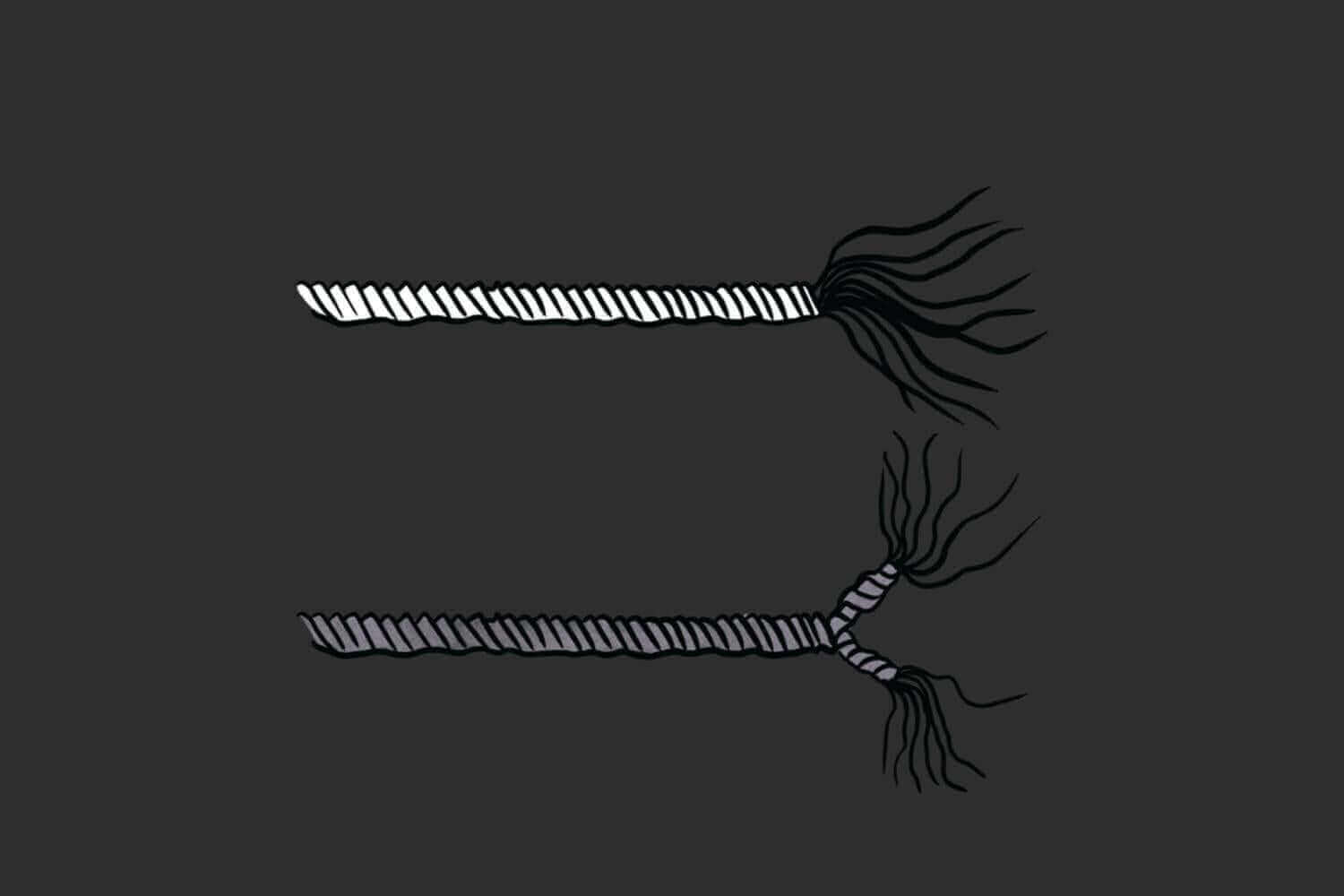 Illustration comparing two thread counts in sheets, showcasing different textures and thicknesses.