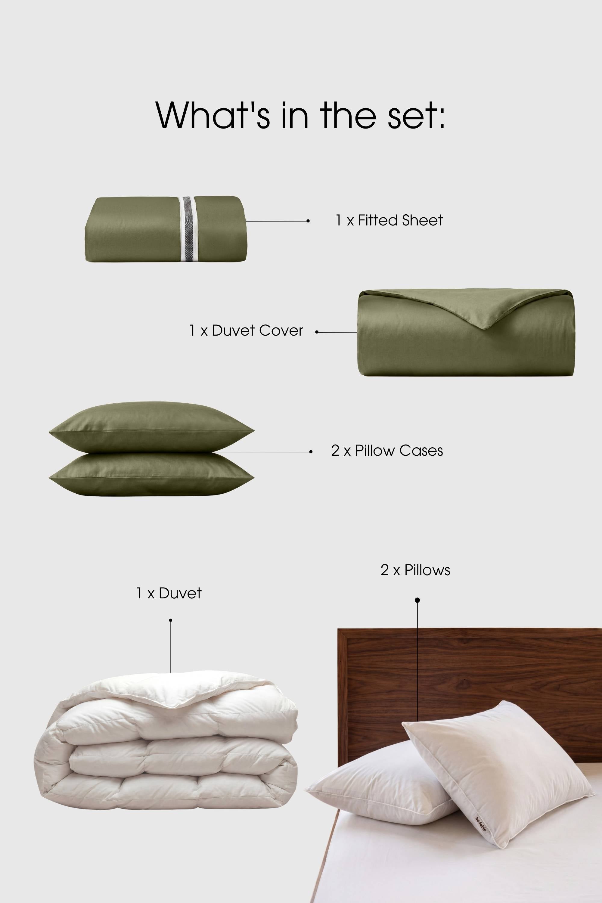 Sateen Bedding Set – Duvet, Pillows & Sheets | Bedable - Bedding