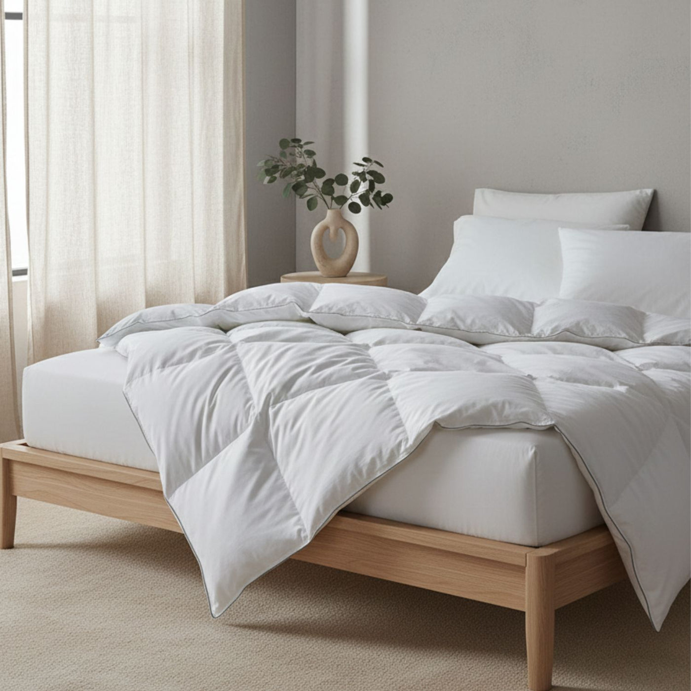 A lofty Bedable goose feather and down duvet insert on a bed